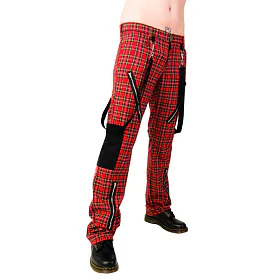kalhoty gothic BLACK PISTOL Punk Pants Tartan Red-Green 26